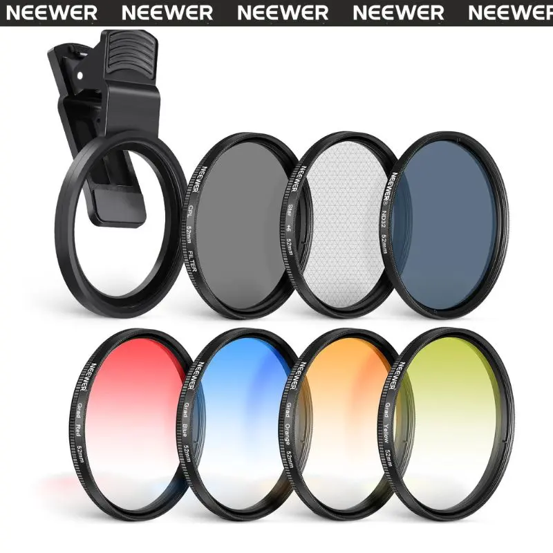 NEEWER Clip-On Filters Kit for Phone & Camera – 7 Interchangeable Lens Filters Set with Universal Clip, Portable Camera Lens Kit for Photography, Video, Vlogging & Content Creation tiktokshopbacktoschool