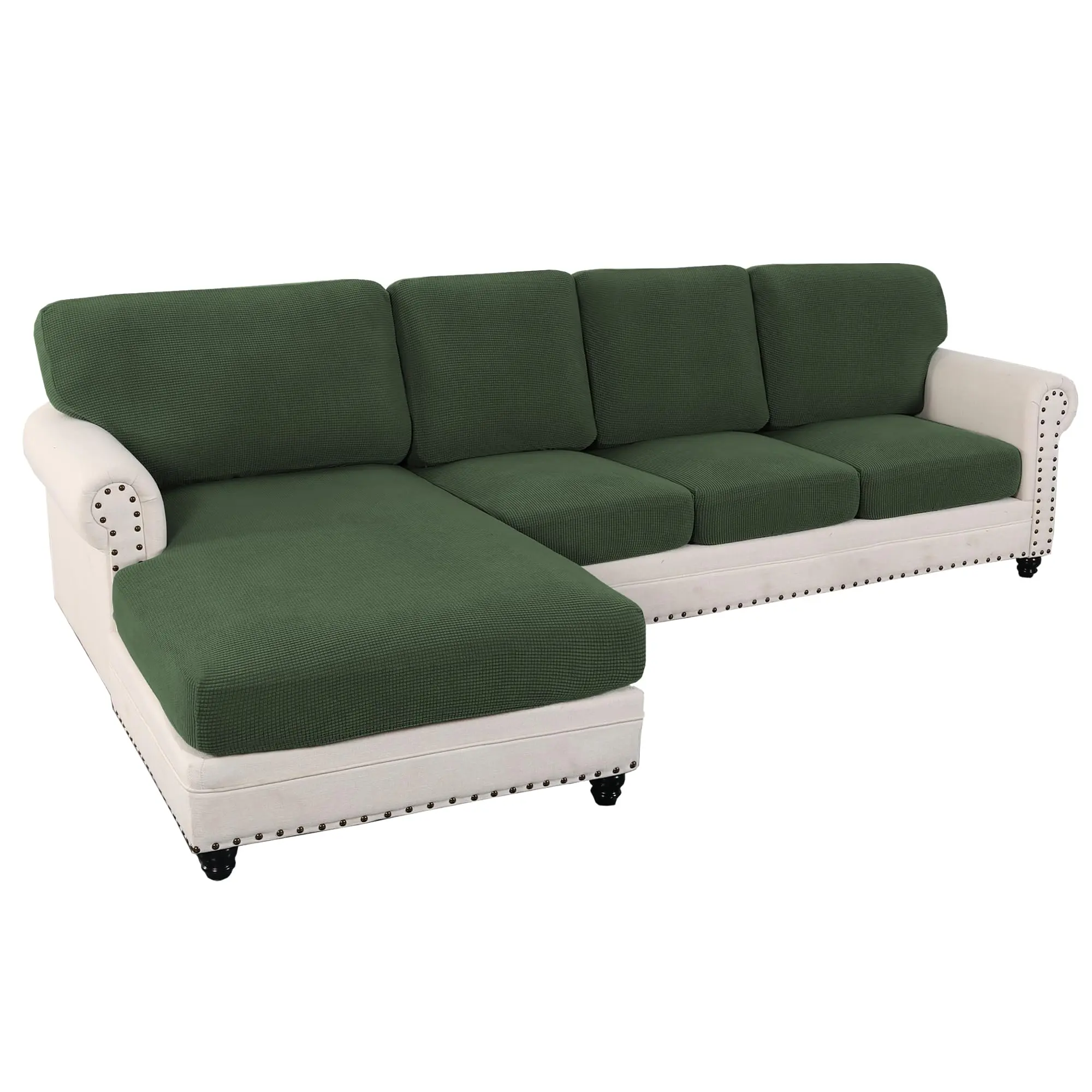 PrimeBeau 2024 New Sectional Couch Covers 8 Pieces Stretch Sofa Covers for Sectional Sofa Set Separate L Shaped Couch Cover for Both Left/Right Couch (Seat and Back: 1 Chaise for Sofa)
