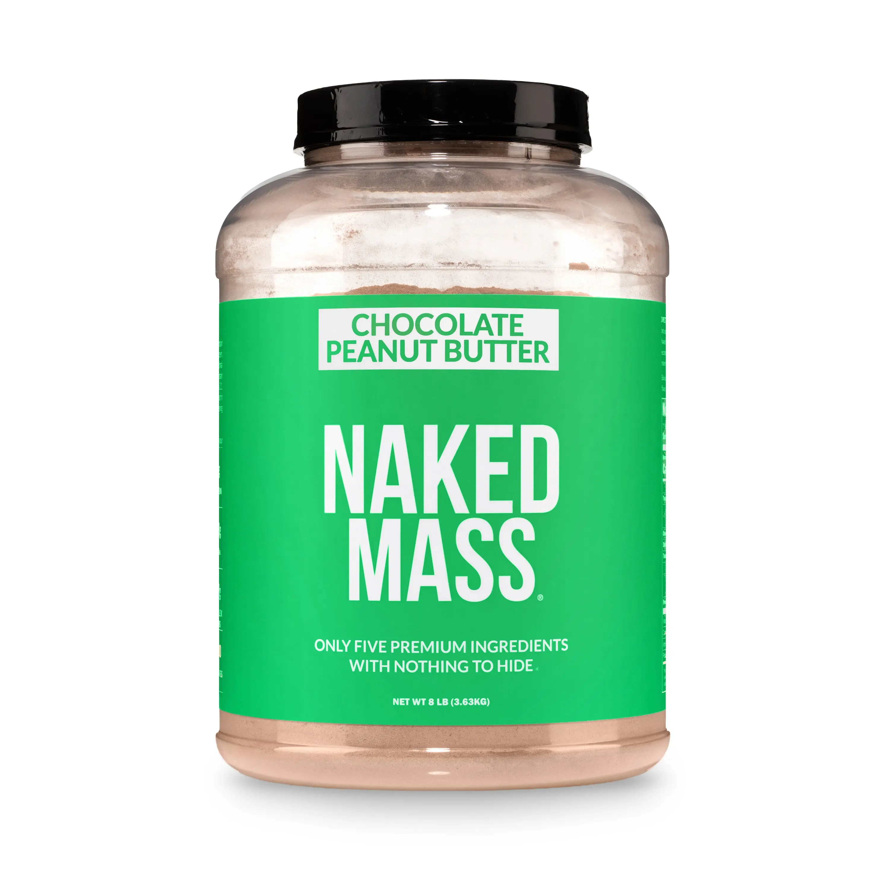 Naked Mass Chocolate Peanut Butter - Vegan Mass Gainer - 8LB - 50g of Protein, 1290 Calories - Only 8 Ingredients - Gluten-Free, Soy-Free, Non-GMO