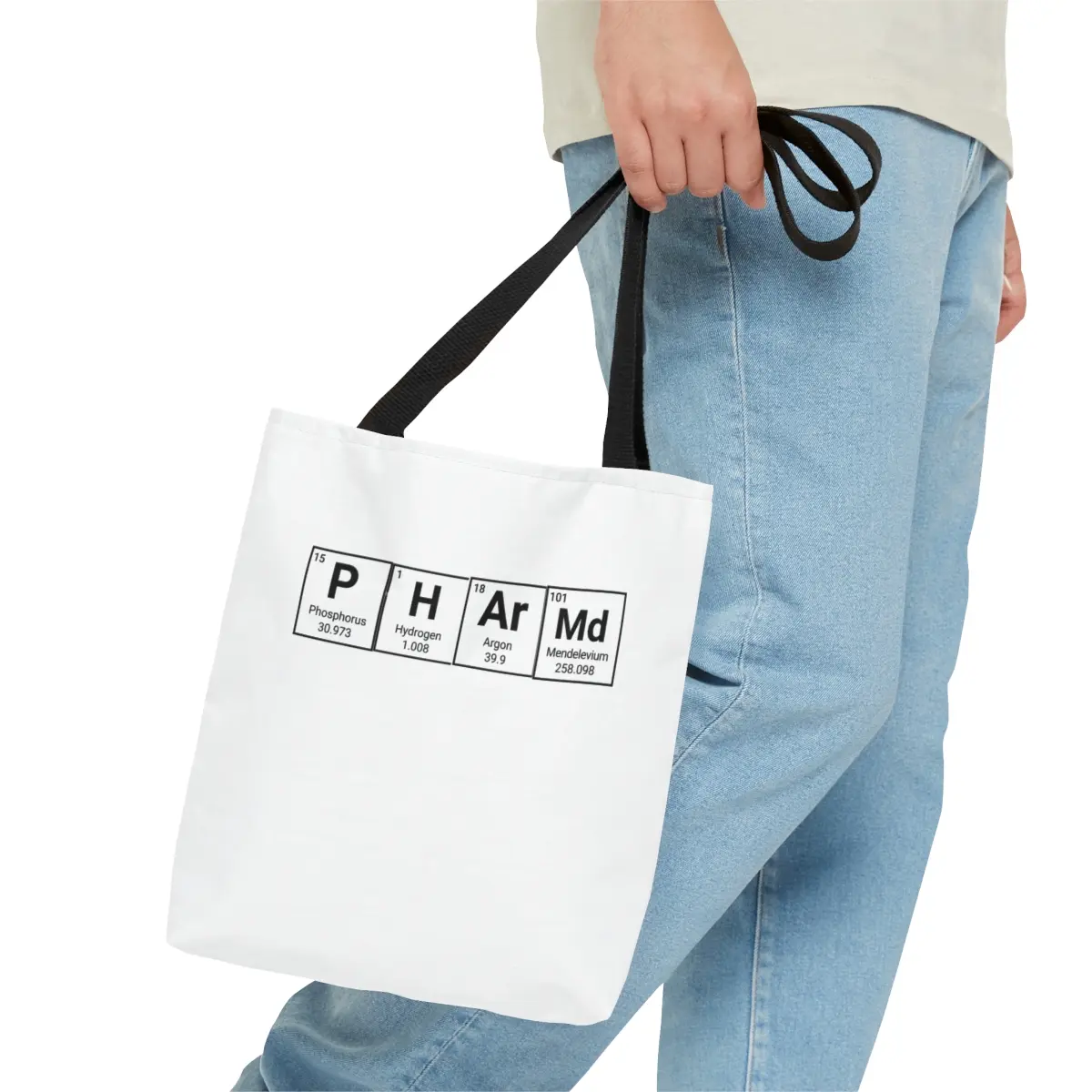 PharmD Periodic Table Tote Bag - Chemistry Inspired Gift for Pharmacists - Unique Pharmacy Student Tote - Graduation Present Tote Bag (AOP)