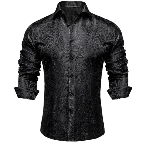 AILISUS Men's Paisley Dress Shirt Long Sleeve Wrinkle Free Button Down Cowboy Shirts Casual Formal Regular Fit Black Menswear Business Work Basic Men Tops