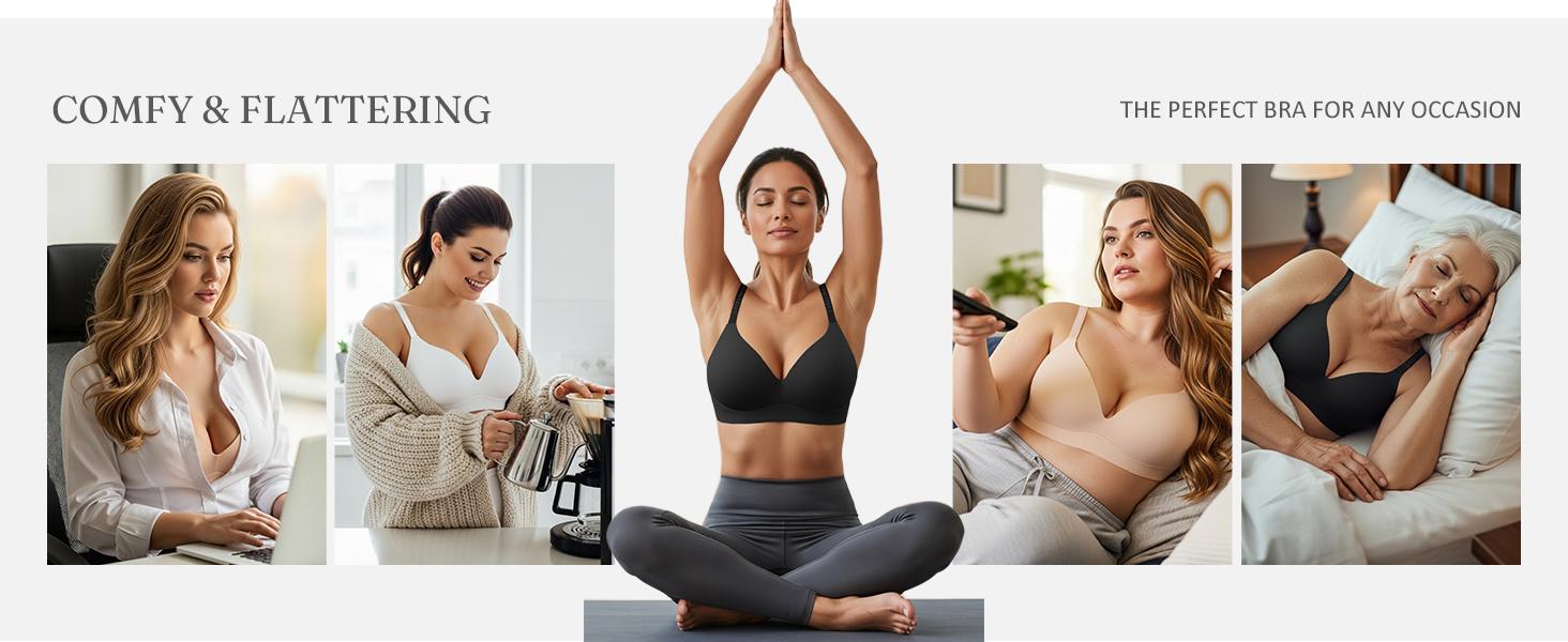 FeelinGirl Wireless Bras Comfortable Push Up Bra Full Support Lift Bralette Seamless T-shirt Bras FeelinGirl Wireless Bras Comfortable Push Up Bra Full Support Lift Bralette Seamless T-shirt Bras