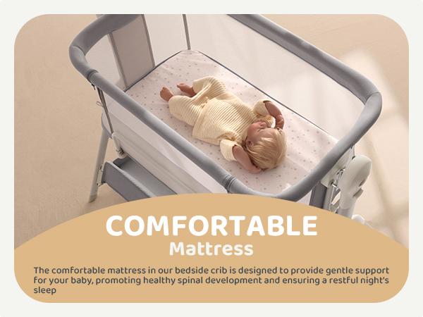 HARPPA 3-in-1 Rocking Baby Bassinet & Bedside Sleeper, Height Adjustable Crib,  Baby Bassinet with Wheels & Storage Basket, Sleeping Cot, Baby Essentials