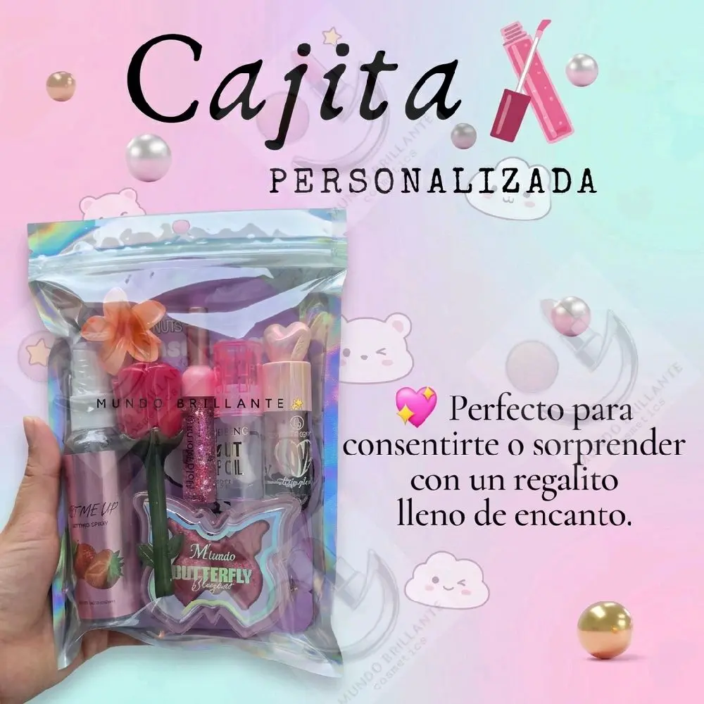 Dinámica de Cajitas personalizadas:  Blush, Glossy Lipgloss, Foundations, Color Correctors, and Makeup Brushes
