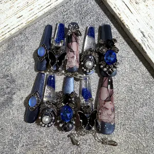 Blue Sailor Moon Luxury Handmade Acrylic Water Nail Press On Nails