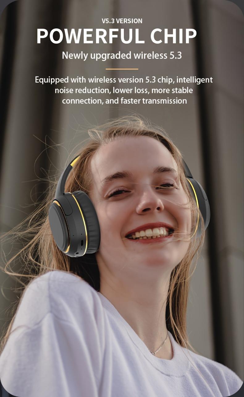 YANUAIA Bluetooth of headphones RGB Wireless Headsets With LED Lights,HiFi Bass Headsets,Mobile And Portable Outdoor Sports Headsets,Wireless Transmission,Multi-Function Headsets Support FM Radio,TF Card Playback,USB Flash Drive Reading, Gifts