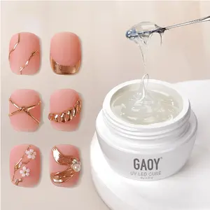 GAOY 3D Sculpting Gel for Nail Art, Semi-solid Modeling Gel for Rubbing Chrome Nail Powder, Sticking Rhinestones and Painting, No Wipe