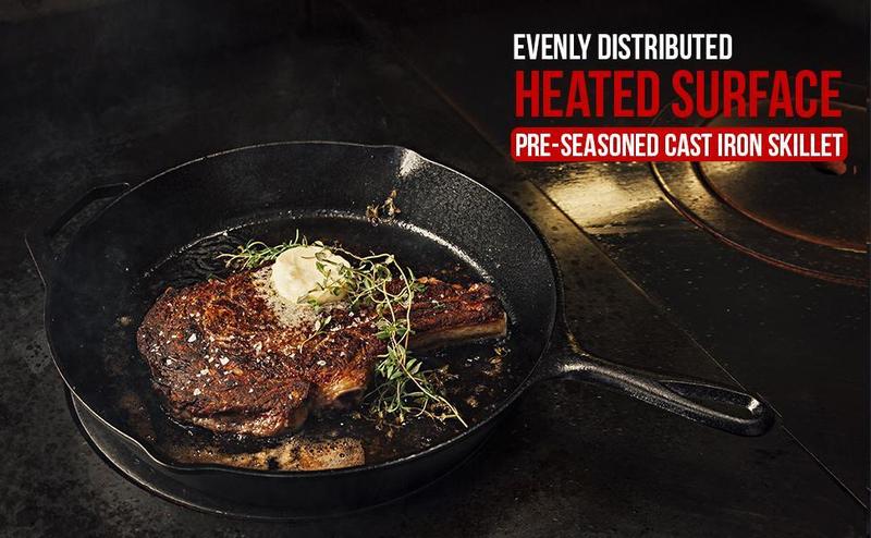 Saute Fry Pan - Pre-Seasoned Cast Iron Skillet Set 3-Piece - Frying Pan - 6 Inch, 8 Inch and 10 Inch Cast Iron Set (Black)