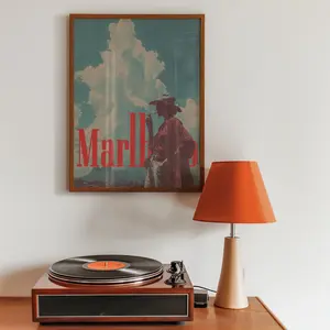 Americana Cowboy Wall Art Print, Vintage Western USA Poster, Retro Marlboro-Style Western Decor (Unframed)