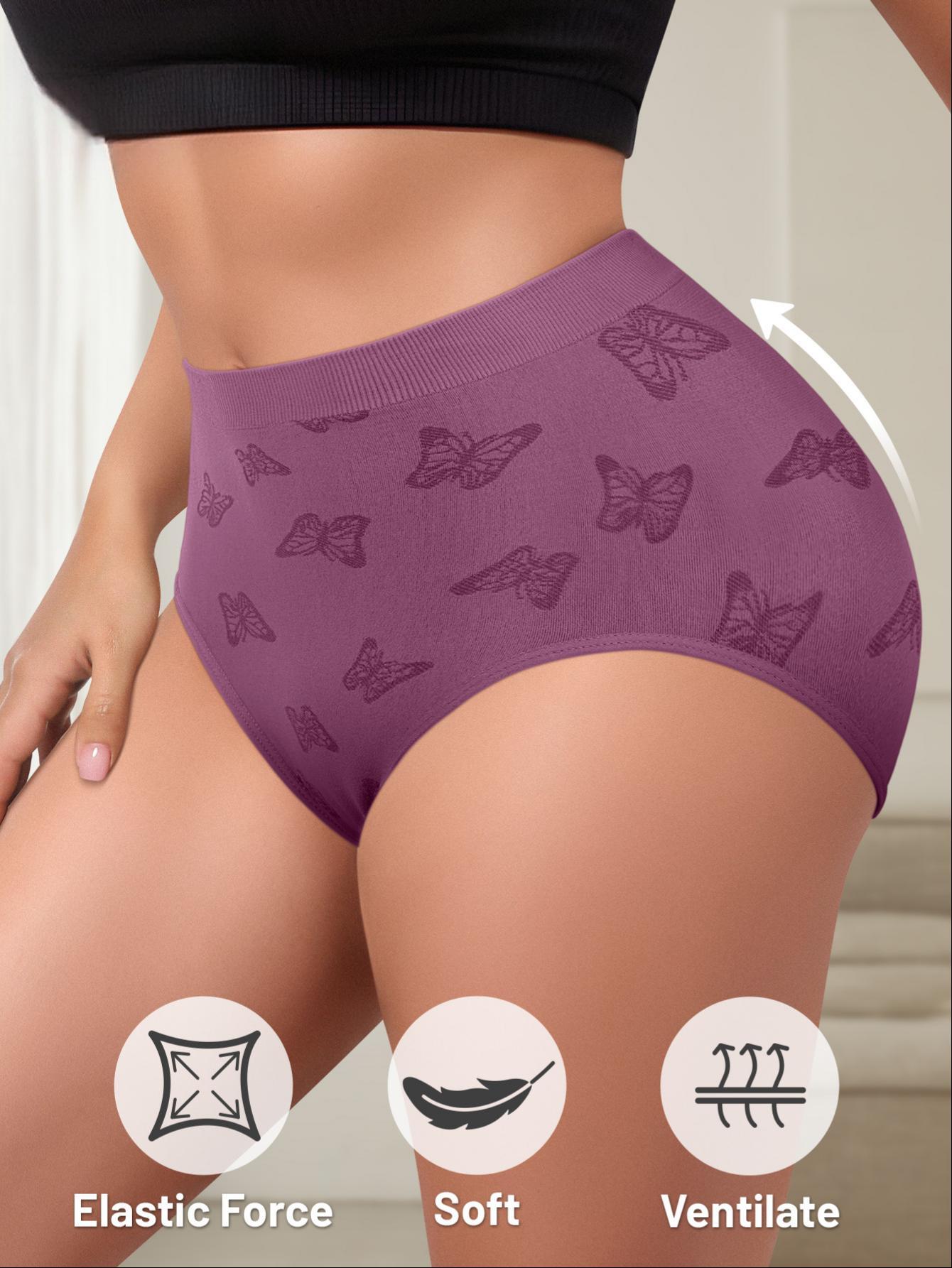 Plus Size Seamless Low-Rise Panties Set (4/5/7 Pack), Soft Stretch Printed Underwear for Women, Breathable & No Show, S–5XL visibly  plus  size SpringStatements