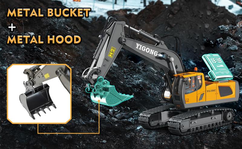 【Valentine's Sale ON! 】Excavator Remote Control Construction Truck 2.4Ghz 11 Channels RC Bulldozer Alloy Plastic Engineering Vehicle Electronic Toys for Kids,Christmas gift