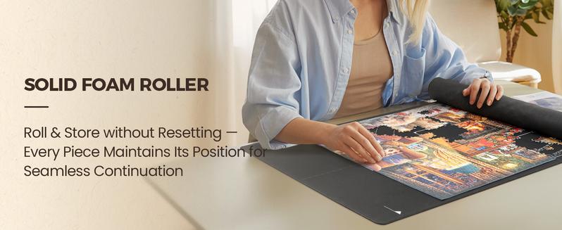 Ropoda 1500 Pieces 46" x 26" Puzzle Mat Roll Up with 4 Large Sorting Trays & Travel Storage Bag Portable Puzzle Keeper for Easy Storage & Carry