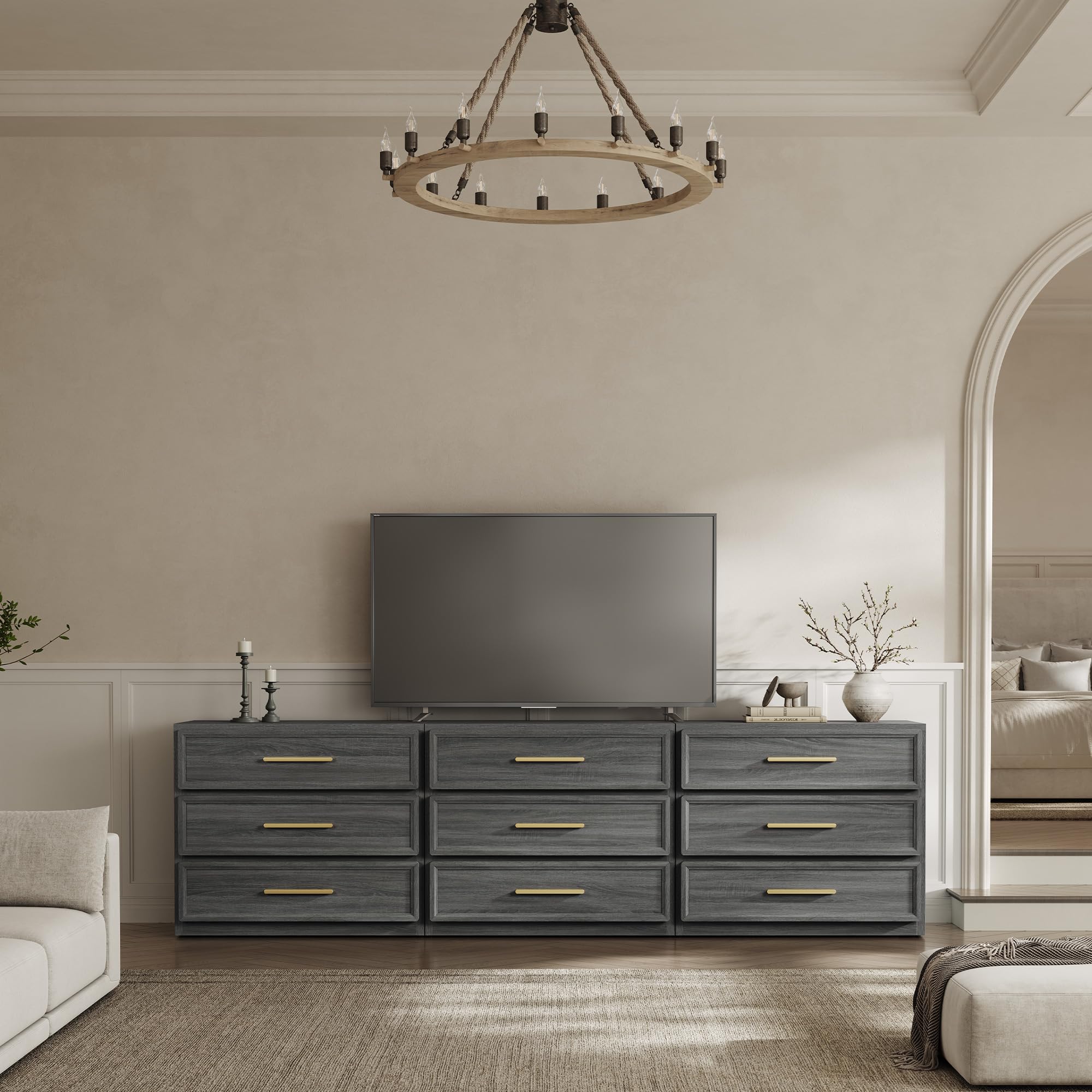 SICOTAS Night Stand Oversized Extra Large Nightstand Tall Bedside Side Table with 3 Drawers with Storage Modern End Table with Golden Handles Night Stands for Bedroom Sofa Couch Office SICOTAS Night Stand Oversized Extra Large Nightstand Tall Bedside Side Table with 3 Drawers with Storage Modern End Table with Golden Handles Night Stands for Bedroom Sofa Couch Office