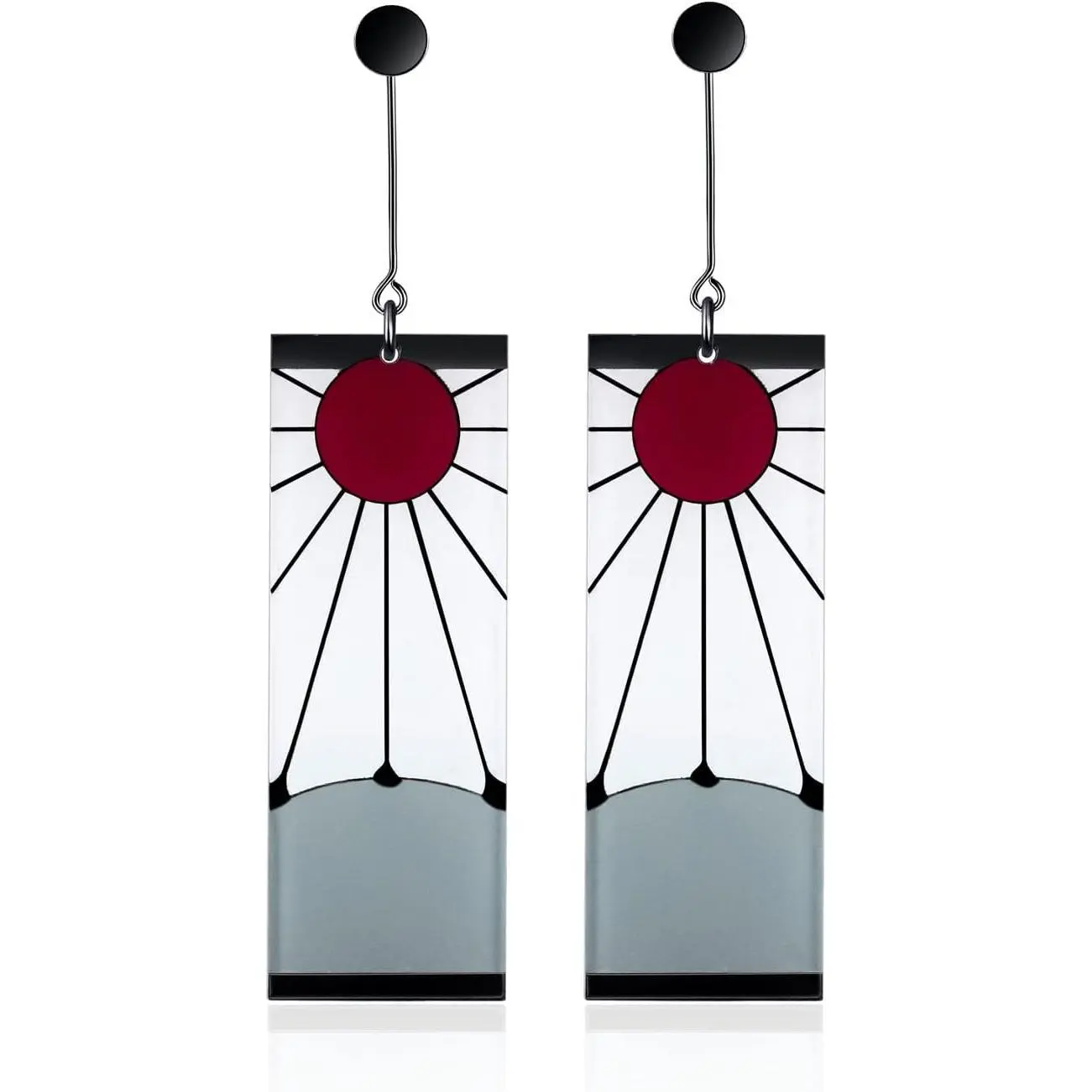 925 Sterling Silver Tanjiro Earrings,Anime Demon Slayer Cosplay Tanjiro Black Earrings Ear clip For Men Women Earrings