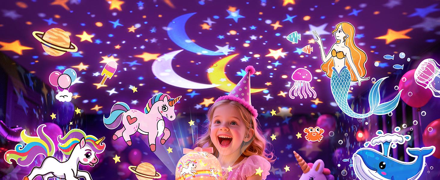 Onefire Kids Night Light with 15 Films+15 White Noises，Baby Night Light Projector, Remote Kids Night Light ，Projector Light for Kids，Baby Girl Gift，Birthday Gifts Christmas Gifts for Kids，Boys Toys，Ages  1-10  girl  toys