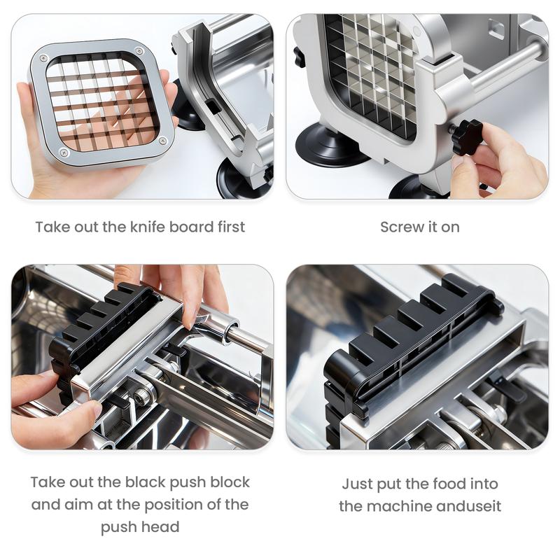 Potato Chipper French Fry Fruit Vegetables Cutter with 1/2" & 3/8" Blades, Ergonomic Handle, Heady Duty Rust-Resistant Aluminium Machine, Food Grade Stainless Steel Slicer for Home Kitchen Restaurant Use Easy Clean