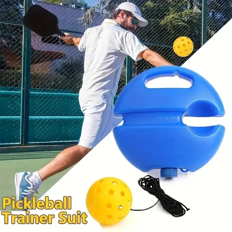 Pickleball Training Equipment for Solo Practice, Skill Enhancement Set with Rebounder Base, Perforated Racket, and 40-Hole Plastic Ball, Pickle Ball, Consistent Practice, Solo Practice With Rebounder Base