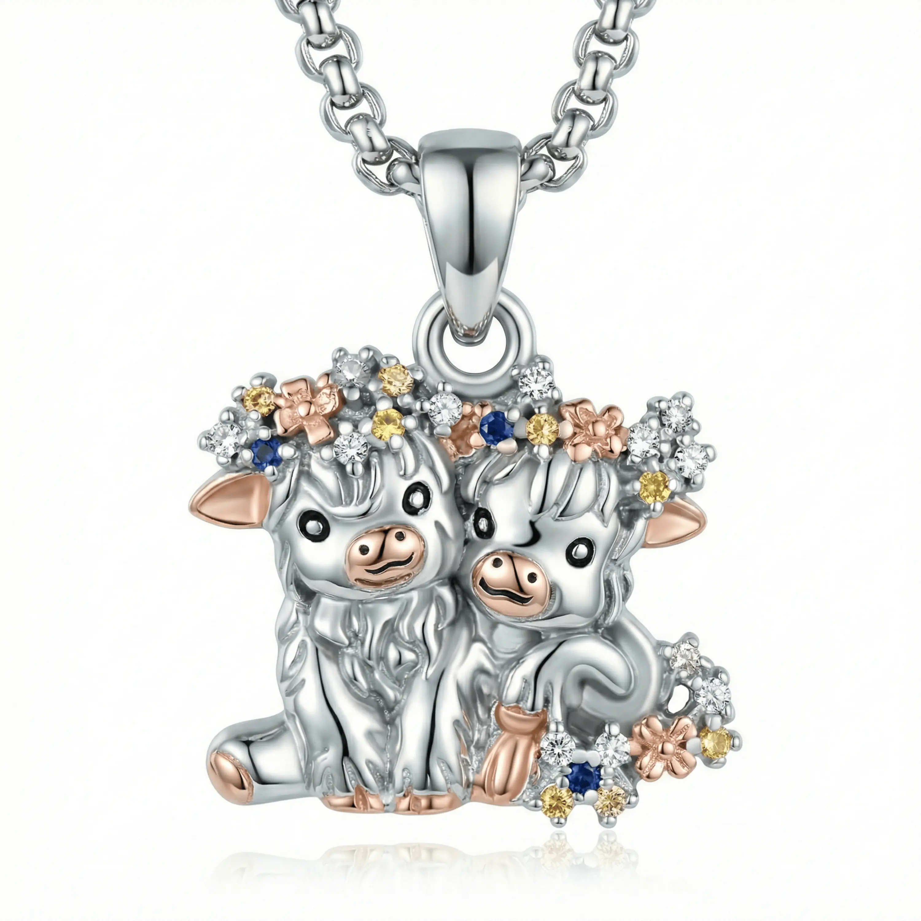 Hugging Highland Cow Necklace