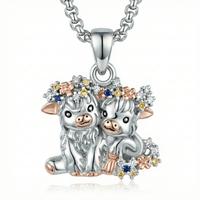 Hugging Highland Cow Necklace