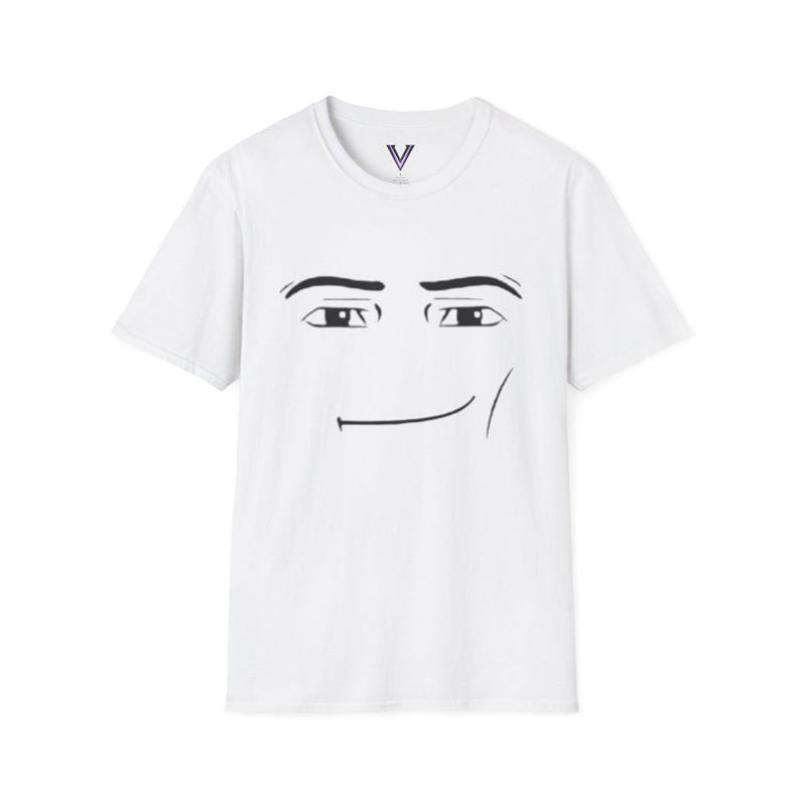 Roblox Man Face T-Shirt, Minimalist Sarcastic Expression Tee, White Graphic Shirt, Internet Humor, Unisex Casual Top Menswear Tshirt Streetwear Crewneck Tropical Shortsleeve good graphic tees men's graphic tees