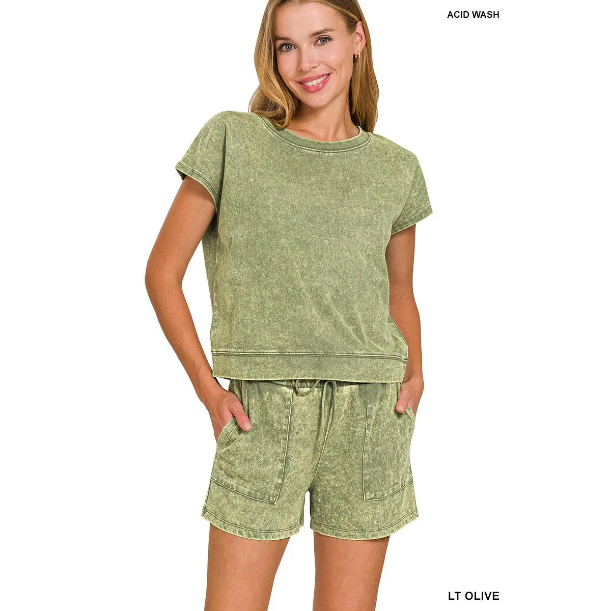 Zenana Premium Cotton Washed Sleeveless Top & Shorts Set