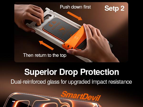 【Tilted roller】2 Pack SmartDevil HD Clear ScreenProtector for iPhone17promax/17pro/16promax/16pro/15/15pr0/14/13pro/13Tempered Glass, Shatterproof Protection bubble-freeScratch Resistant 9H Hardness,Fast & Easy Installation, Anti-Spy Privacy Film