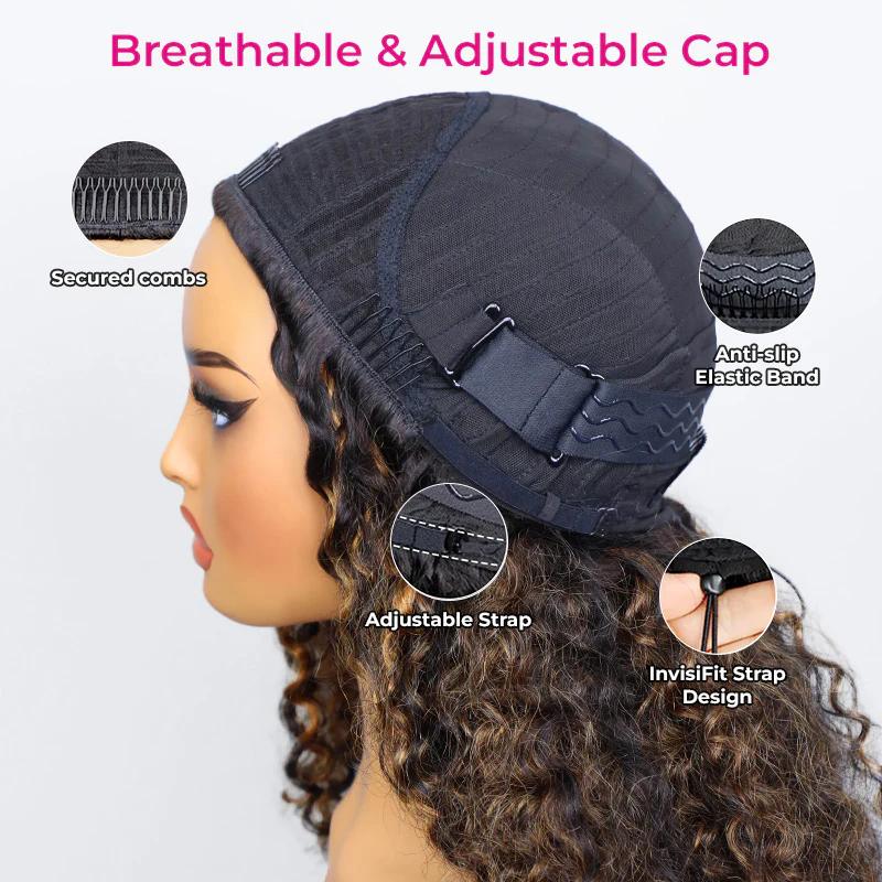 [NEW ARRIVAL] ISEE HAIR Highlight Burmese Curly Half Wig 250% Density InvisiFit Strap Flip Over Wig for Beginners #iseehair #Category Spotlight