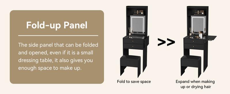 Small Vanity Desk Set with 3 Adjustable Lighted Mirror and Storage Chair IF018