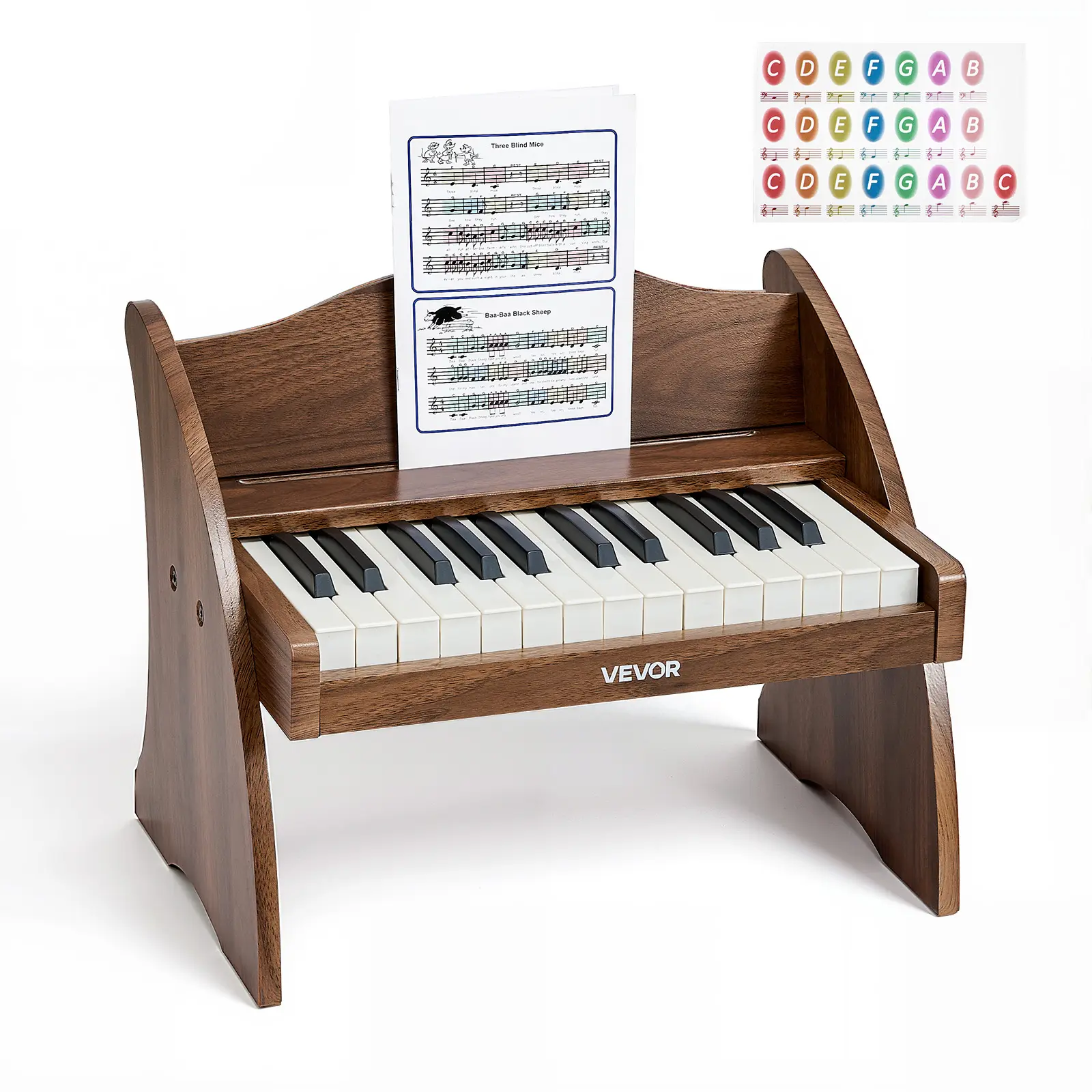 【SummerFinds】VEVOR Walnut Wooden Body 25-Key Digital Piano for 3-10 Yrs, Music Learning Educational Toy with Realistic Sound, Dual Power (With Batteries), Adjustable Volume, Rounded Edges, Rhythm Support, Ideal for Birthdays & Holidays, Pianos & Keyboards