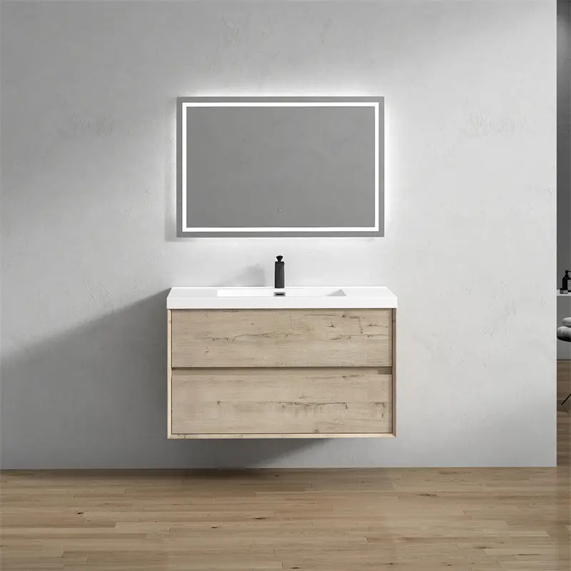 SLIM 42" Modern Floating Vanity with Reinforced Acrylic Top - Cabinet Assembled