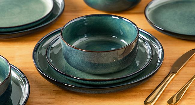 Vancasso Starry Lipped-Edge Piece Dinnerware Set, Reactive Glaze Plates & Bowls Set, Stoneware Set, Dishwasher, Microwave Safe, Cutlery Tableware set, Includes Dinner Plates, Dessert Plates, Soup Plates and Cereal Bowls