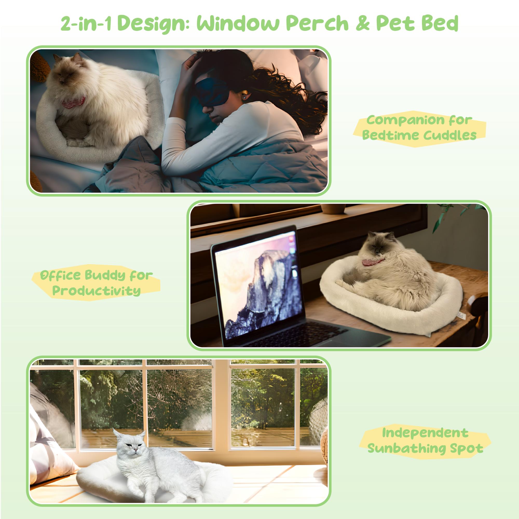 POMESEA Marshmallow Window Perch, Cordless Cat Hammock,Solid Metal Frame, Easy Tool-Free Installation, Patented Hook Design POMESEA Marshmallow Window Perch, Cordless Cat Hammock,Solid Metal Frame, Easy Tool-Free Installation, Patented Hook Design