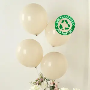 50 Pack Matte Pastel Beige Biodegradable Balloons 12", Round Eco-friendly Thick Latex Party Balloons