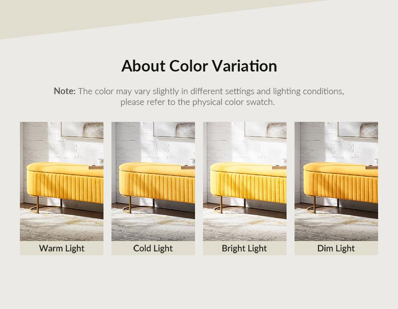 HULALA HOME 50.5" Storage Ottoman Bench Velvet Upholstered with Glossy Metal Base Flip-Top Lid End of Bed Bench for Bedroom & Entryway Classic Design