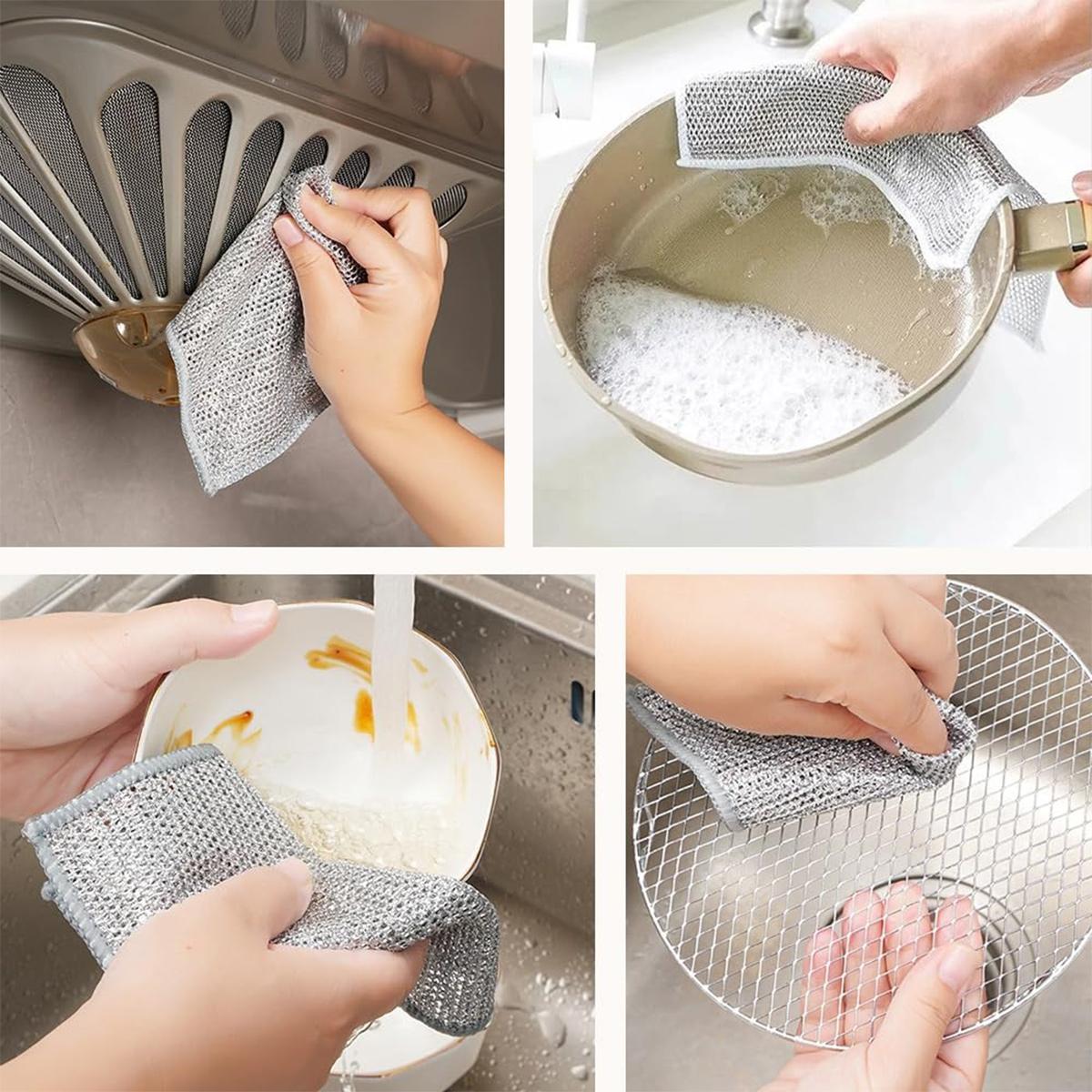 12 Pcs New Upgrade Steel Wire Dishcloth,Non Scratch Wire Dishcloth for Wet and Dry Use,Powerful Cleaning Non-Scratch Wire Dishcloth Rag for Cookware, Sinks, Dishes, Stove Tops