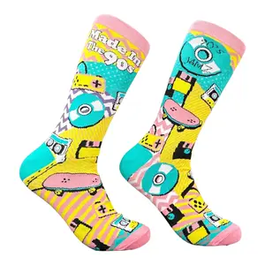 Women's Vintage Made In The 90s Socks Funny Sarcastic Retro Graphic Novelty Footwear For Ladies Funny Graphic Socks Comfortable Fitted Spandex Cotton