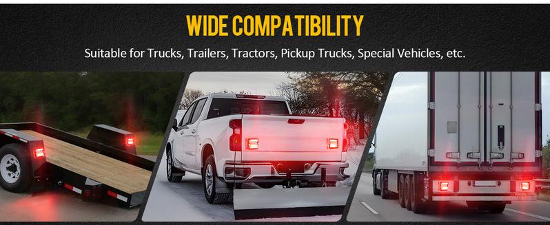 Partsam LED Wireless Trailer Lights Kit 58LED with Magnetic Towing Tail Lights, License Plate Light, Dual USB Cable, Charges for Trailers IP67 10-30V