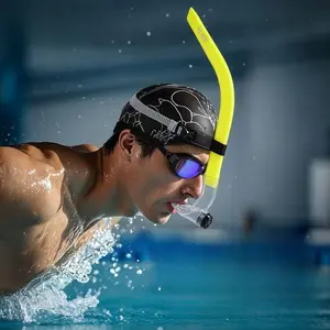 YUKE Swim Snorkel for Lap Swimming, Dry Top Front Swimmer Gear for Adult Youth, Training Equipment in Pool and Open Water with Comfy Easy to Adjust Head Pads Food-Grade Silicone Mouthpiece