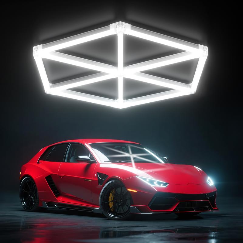 HYPERLITE Hexagon Light Honeycomb Light LED Ceiling Light, 130–204W 13,000–20,400LM 6500K Bright White, Car Detailing Garages, Garage Light, Workshops, Basements, Gyms, Studios, Barber Shops, Game Rooms, LED Wall Decorative Lighting，Jumpstart newyear