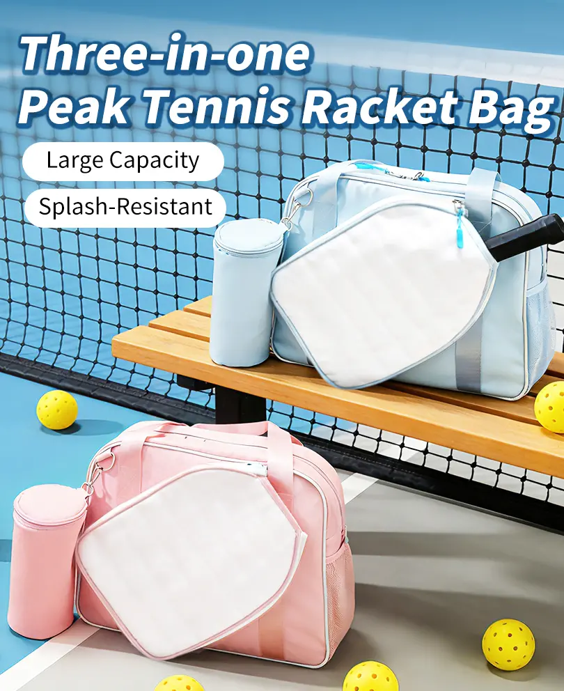 Jusenda 3pcs Pickleball Tennis Bag for 2 Rackets, Macaron Waterproof Aesthetic Sports Bag (Racket Bag+Insulated Bag+Ball Bag)
