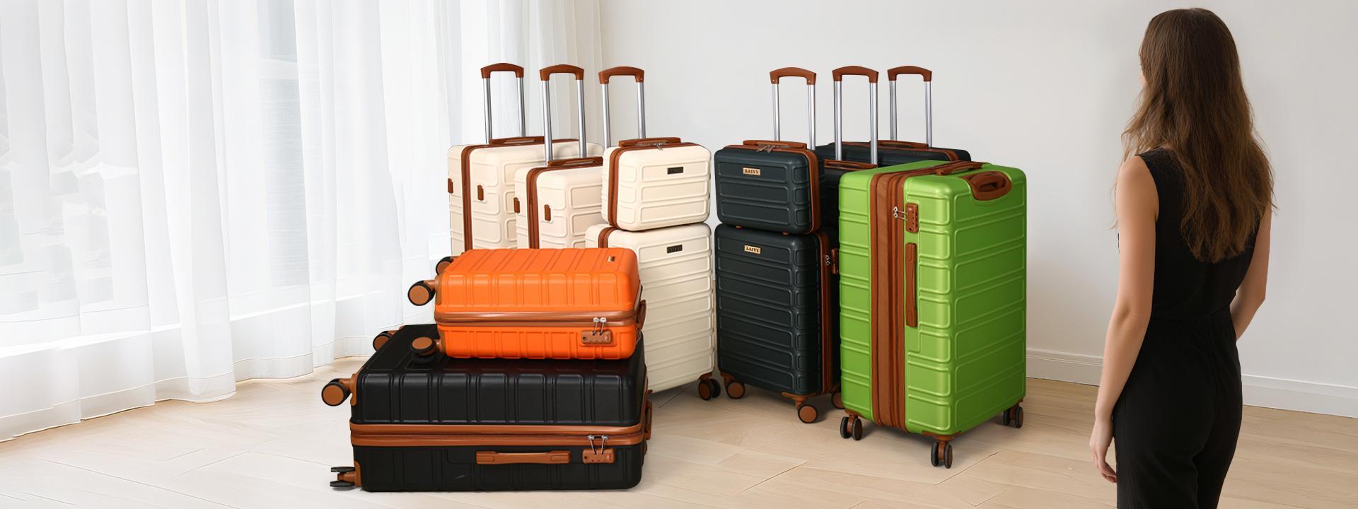 4PCS Luggage Sets, Expandable ABS Suitcase with TSA Lock, Double Spinner Wheels, 13/20/26/28in, Perfect for Family Travel & Moving