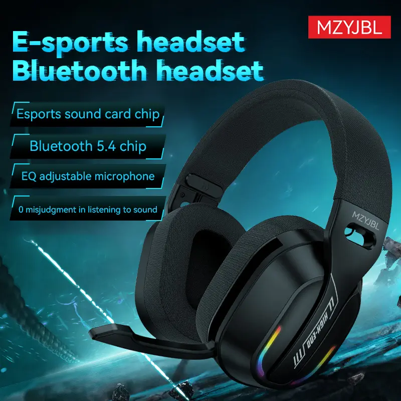 MZYJBL Wireless Gaming Headset, Bluetooth 5.4 Low Latency Gaming Headphones with Advanced Features for Smooth Gaming