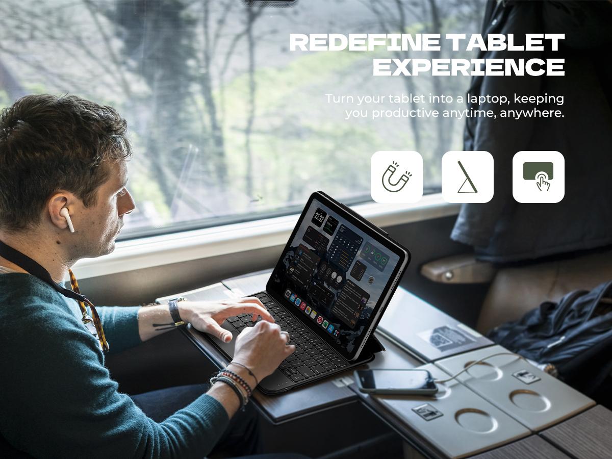 Dexnor Keyboard Case for iPad Air 11 inch (M3 2025/M2 2024) & iPad Pro 11 (4th/3rd/2nd/1st Gen) & iPad Air 5th/4th Gen Case with Keyboard Ultra-Thin Magnetic Detachable Trackpad Backlit