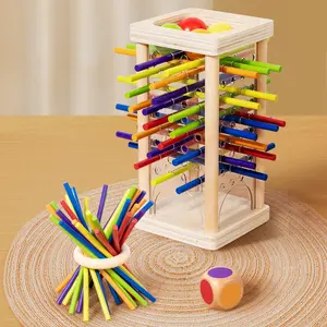 Wooden Stick Drop Tower Game - Fun Family Board Game with Colorful Sticks & Balls，Perfect Gift for Kids & Adults