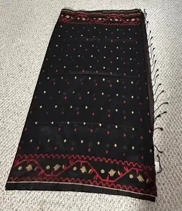 Bengal Handloom Jamdani Saree Black and Red