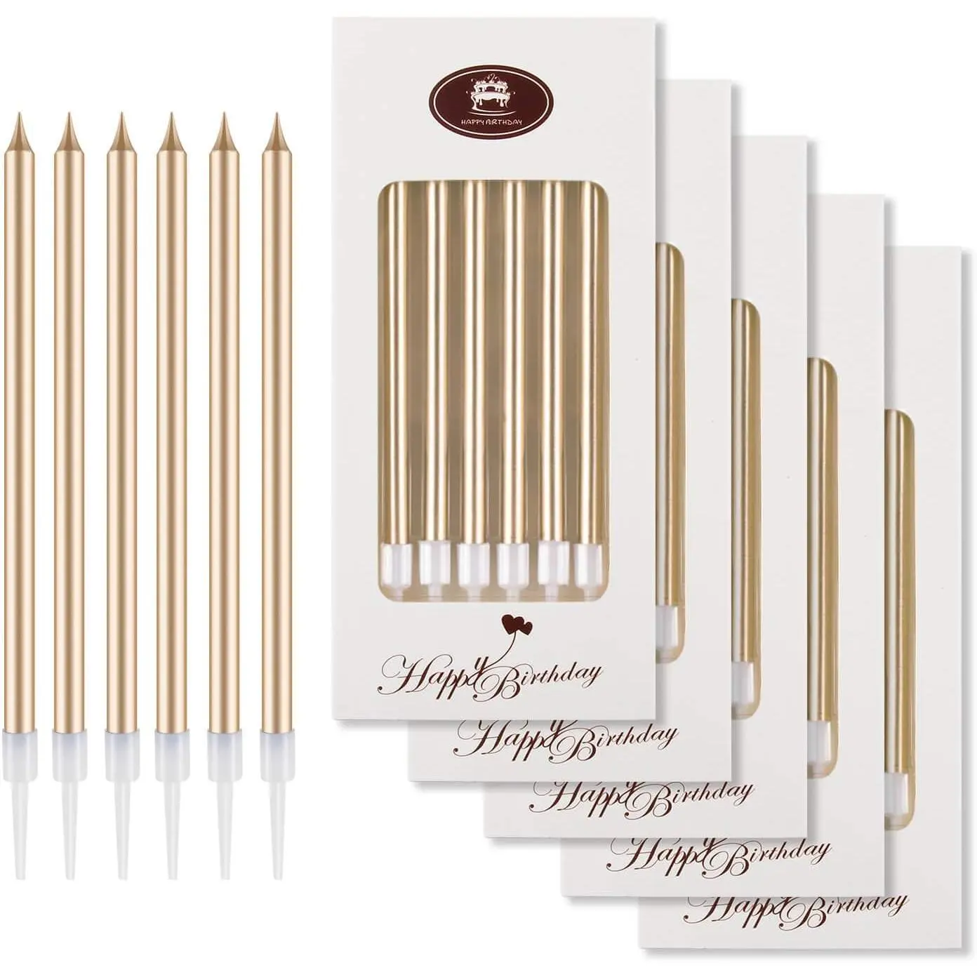 24-Count Birthday Candles - Long Thin Cake Candles Slow  Candles for Birthday, Wedding, Lucky Party Decoration (Champagne )