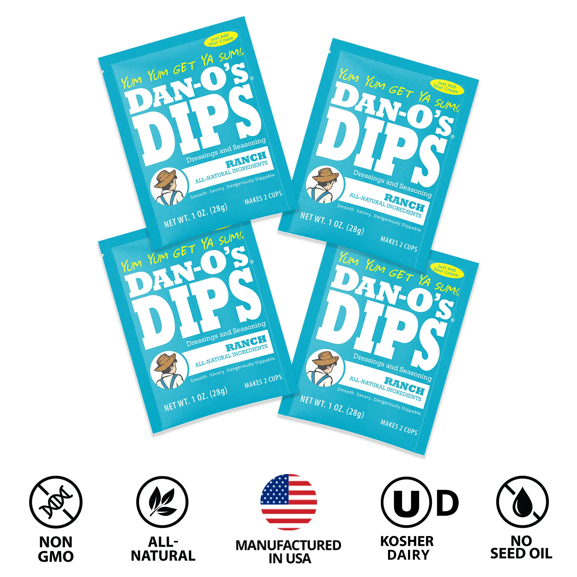 Dan-O's Dips Ranch - 4 Pack (1 oz each) Dan-O's Dips Ranch - 4 Pack (1 oz each)