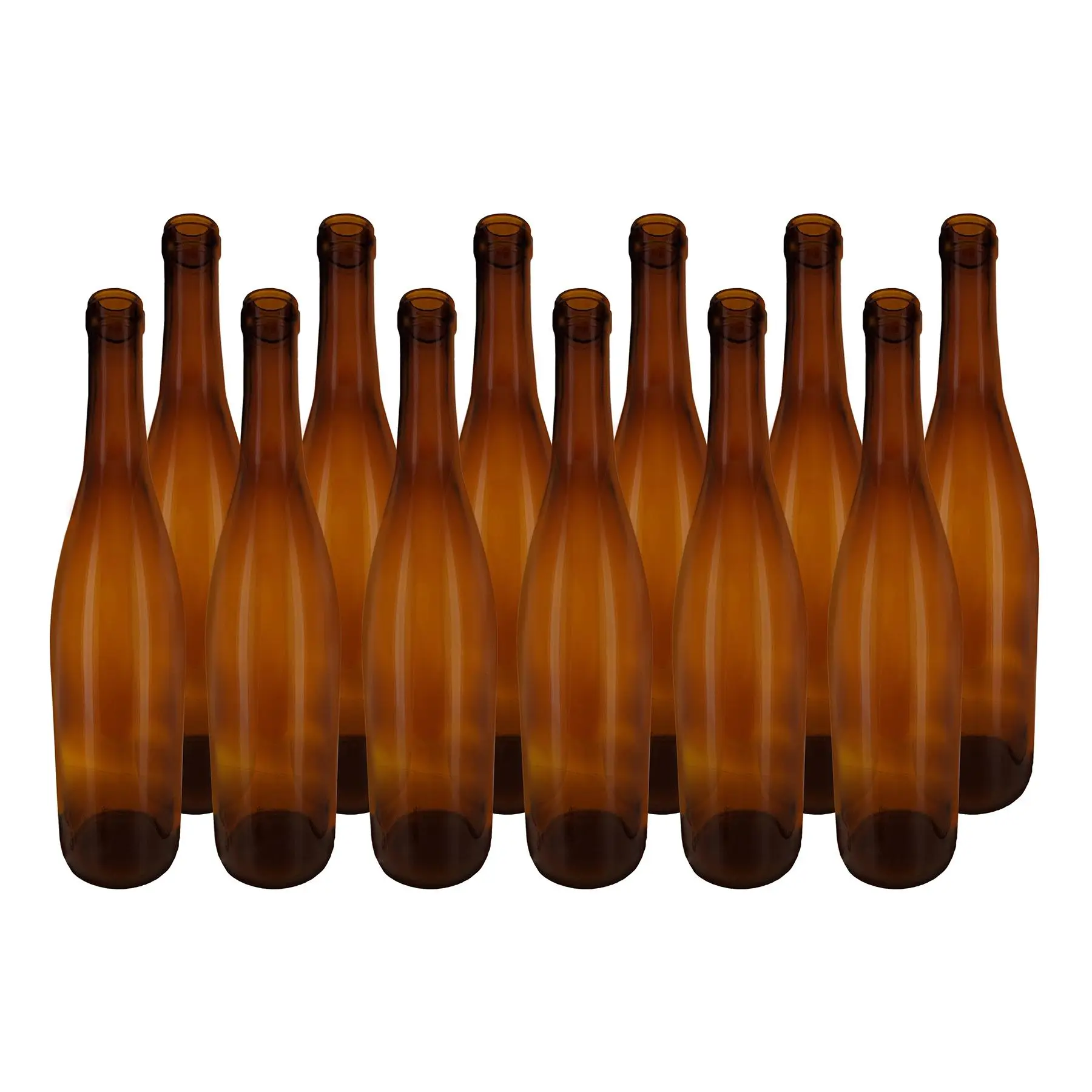 750ml Amber Glass Hock Bottles - Hock Shape, 12 per Case for Wine Making, Kitchenware & Bar Use
