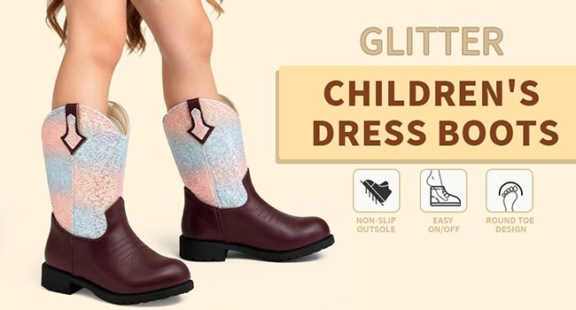 Kids Cowboy Boots for Boys Girls, Western Boots Embroidered Faux Leather Cowgirl Wide Width Ankle Boot Round Toe Mid Calf Riding Shoes for Little Big Kid Kids Cowboy Boots for Boys Girls, Western Boots Embroidered Faux Leather Cowgirl Wide Width Ankle Boot Round Toe Mid Calf Riding Shoes for Little Big Kid
