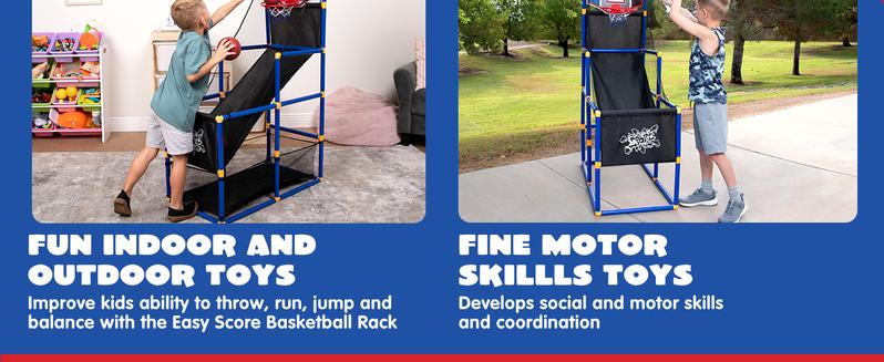 2025 Toys for Kids Arcade Basketball Game Set with 4 Inflatable Balls & Hoop Outdoor Sport Play Easy Set Up Air Pump Included Christmas Gifts for Kids Boys Adjustable basketball hoop Valentine's Day Gifts for Kids